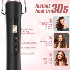 Culing Tongs, 25mm Hair Curler with Adjustable Temperature Ceramic Curling Iron for Long & Medium Hair, Digital Display, Curling Wand with Glove, Dual Voltage (25mm)