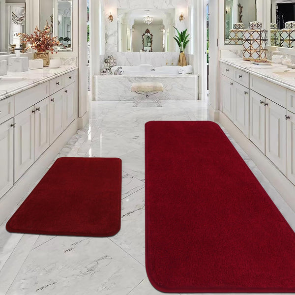 Rururug Bath Mat, Red, 60 x 180 cm, Large Bathroom Rug, Shower Mat, Non-Slip, Washable, Soft Microfibre Bathroom Mat