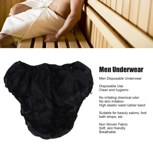Jonlaki Men's Disposable Underwear - 10pcs Incontinence Briefs for Travel, Spa, Sauna & Salon - Soft, Breathable Black