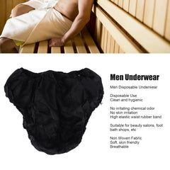 Jonlaki Men's Disposable Underwear - 10pcs Incontinence Briefs for Travel, Spa, Sauna & Salon - Soft, Breathable Black