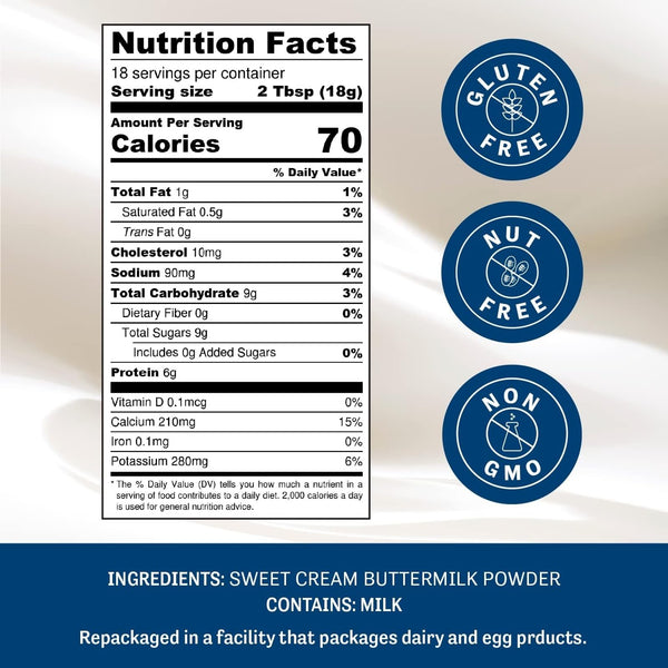 Judee's Gluten Free Buttermilk Powder - Make Cornbread & Fried Chicken with Dry Milk Powder - 11.25 Oz