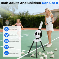 Makdly Badminton Serving Machine,Badminton Training Machine with 12 Shuttlecocks,Portable Automatic Shuttlecock Launcher for All Ages Indoor Outdoor Training