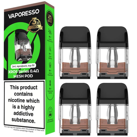 COREX 3.0 Pods - (0.4) 25W Vaporesso XROS Pod - Hive Mesh Coil & Nano Microfiber - Compatible With XROS Series, 2ml Refillable Vape Pods for Enrich Flavour, Rich Aroma & Longer Coil Life - No Nicotine