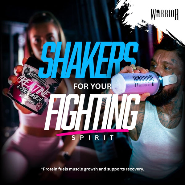 Warrior Protein Shaker Bottle, 600ml with Wire Mixball Blender – Leakproof Clear Gym Bottle for Mixing Whey Protein Shake, Smoothies, Milkshake, Juice, Supplement Drinks – BPA Free, Dishwasher Safe