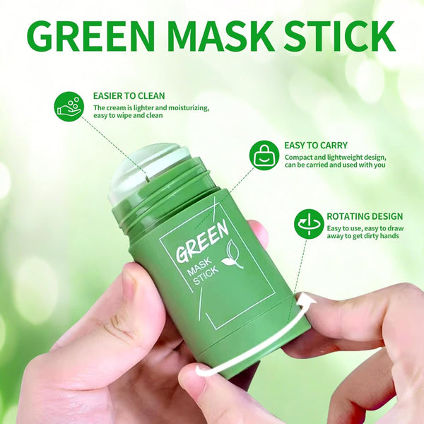 2pcs Green Tea Mask Stick For Face, Moisturizing Solid Mask, Deep Cleansing For Men And Women Of All Skin Types