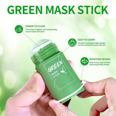 2pcs Green Tea Mask Stick For Face, Moisturizing Solid Mask, Deep Cleansing For Men And Women Of All Skin Types