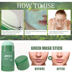 OunTechGlory 2PCS Green Tea Deep Cleanse Mask Stick, Deep Cleansing & Blackhead Remover, Green Tea Face Mask Stick, Moisturizes & Purifies Skin for Men & Women, Deep Cleansing Facial Pores for Skin