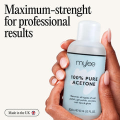 Mylee 100% Pure Acetone (300ml) - Gel Nail Polish Remover – Maximum Strength Professional Soak-Off for UV/LED, Acrylics, Nail Tips & Glue - Made in the UK