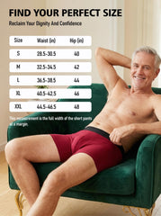 Hellomamma Mens Incontinence Underwear Washable Cotton Boxer Briefs 3 Packs