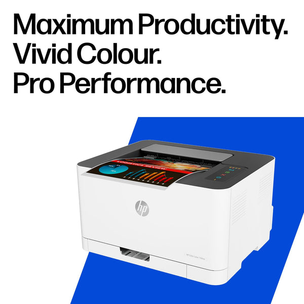 HP Colour Laser 150nw Wireless Printer | White | Easy mobile printing with the app | World’s smallest colour laser in its class | USB 2.0 high speed connectivity | Speeds up to 18/4 ppm in A4