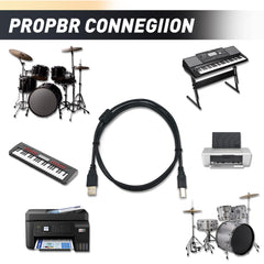 Printer Cable, 2M USB B MIDI Cable USB 2.0 A to B Lead Cord Compatible with Printers Scanners Digital Piano Midi Controller Keyboard Audio Interface Recording USB Microphone DSi/DSi XL/3DS/3DS