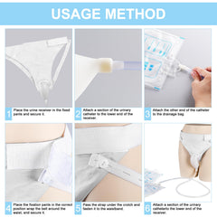 Wearable Urine Collector with Soft Silicone Cup, Adjustable Breathable Pants, Long Drainage Tube, 1000ml Day Bag and 2000ml Night Bag, External Catheter for Men for Elderly Male Black