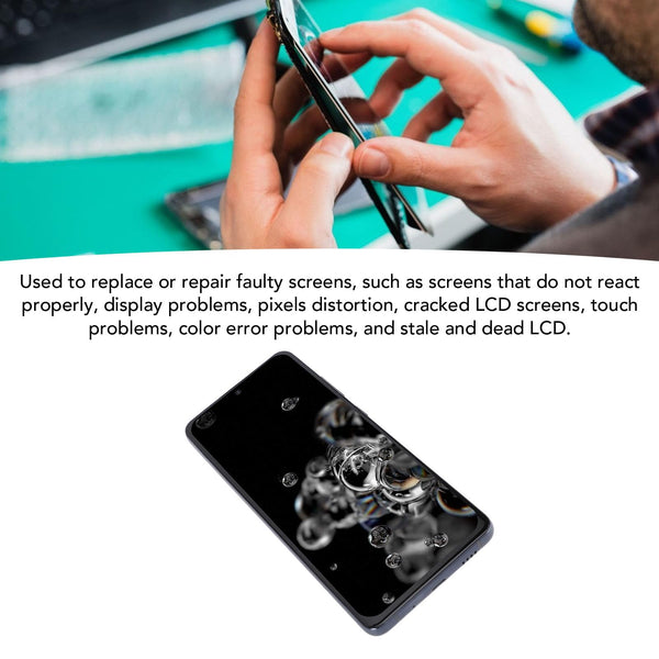 LCD for S 20 Ultra Replacement, 6.90inch Display for SM-G988B, SM-G988U, SM-G988N, SM-G988W, Digitizer Assembly Replacement with Frame and Technical Repair Tool Kit (Silver)