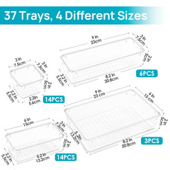 Vtopmart 37 Pack Drawer Organiser, 4-Size Versatile Bathroom and Vanity Drawer Organiser, for Makeup, Office