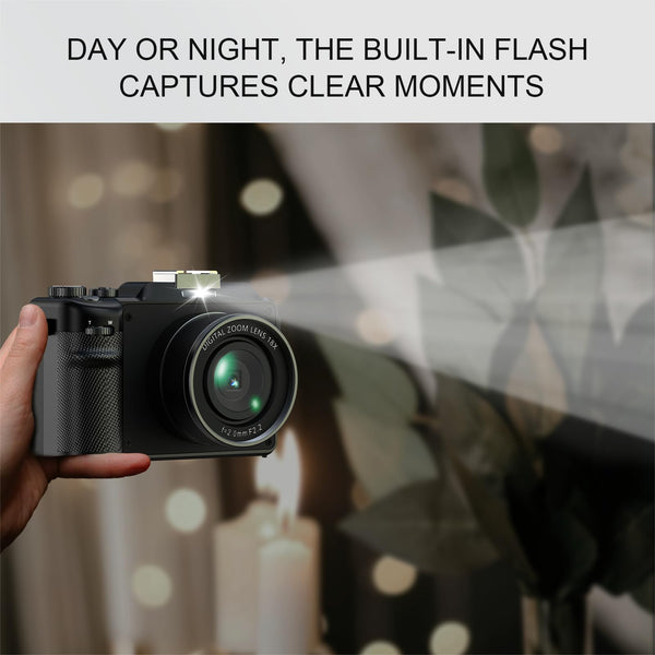 Digital Camera, 5K 64MP Cameras for Photography with WiFi, 64GB Card, Autofocus, Selfie 3" LCD Screen Compact Vlogging Camera for Youtube, Wide & Macro Lens for Beginners Adults Tenns