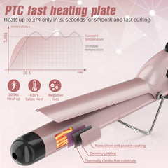 Culing Tongs, 25mm Hair Curler with Adjustable Temperature Ceramic Curling Iron for Long & Medium Hair, Digital Display, Curling Wand with Glove, Dual Voltage (25mm)