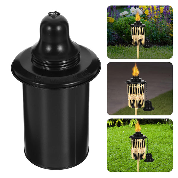 Hemobllo Torch Canister for Garden Outdoor Torch Container with Wick and Metal Cap Easy Fill Fuel Holder for Patio Backyard Lighting
