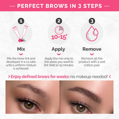 RB RENATA BEAUTY Brow Tint Kit – Eyebrow Tint Set – Dye Kit with Color Tint, Cream Developer and Styling Brush – Long-Lasting Effect Up to 4 Weeks – 30 Applications [Light Brown]