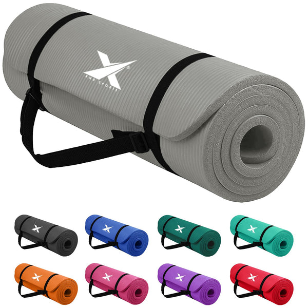 Xn8 Sports Yoga mat 10mm Thick NBR Exercise Mat - Non-Tearable Pilates Mat with Extra Carry Strap- Lightweight Yoga Mats for Women Men for Aerobics, Lunges, Planks Indoor & Outdoor 61x20x1.5 cm