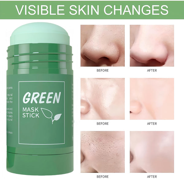 OunTechGlory 2PCS Green Tea Deep Cleanse Mask Stick, Deep Cleansing & Blackhead Remover, Green Tea Face Mask Stick, Moisturizes & Purifies Skin for Men & Women, Deep Cleansing Facial Pores for Skin