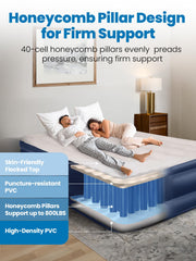 CHERIMOR Queen Air Bed, Anti-Leak Inflatable Mattress with Built-in Pump, 3 Mins Self-Inflation, 800 lbs Capacity Blow Up Camping Bed, Flocked Surface Inflatable Bed for Guests & Home, 203x152x46cm