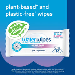 WaterWipes Adult Care Sensitive Wipes, 90 Wipes (3 Packs), Extra Large, Water-Based Wet Wipe, Designed for All Over Cleansing