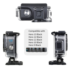 SOONSUN Waterproof Case for GoPro Hero 13/12/11/10/9 Black, 196FT/60M Underwater Protective Diving Housing With Bracket Screw Accessories