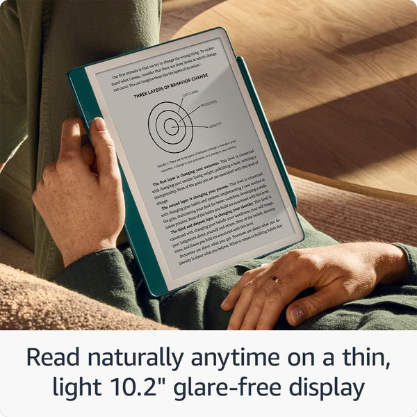 Amazon Kindle Scribe (64 GB) – Redesigned display with uniform borders. Now write directly on books and documents. With built-in notebook summarisation. Includes Premium Pen – Jade Metallic