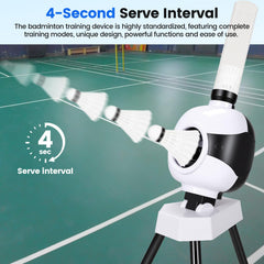 Makdly Badminton Serving Machine,Badminton Training Machine with 12 Shuttlecocks,Portable Automatic Shuttlecock Launcher for All Ages Indoor Outdoor Training