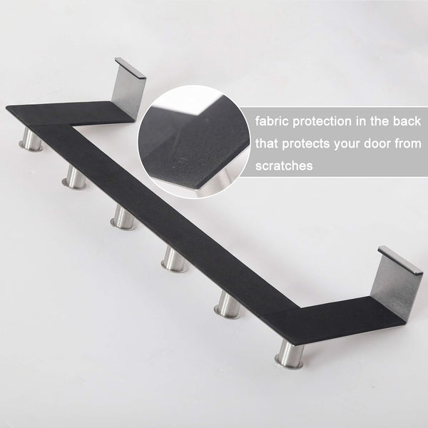 WEBI Over The Door Hooks Door Hanger,Over The Door Towel Rack with 6 Peg Hooks for Hanging,Over Door Coat Rack for Clothes,Back of Bathroom,Silver