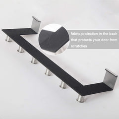 WEBI Over The Door Hooks Door Hanger,Over The Door Towel Rack with 6 Peg Hooks for Hanging,Over Door Coat Rack for Clothes,Back of Bathroom,Silver