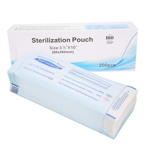 200pcs Self Sealing Cleaning Pouch, 90x 260mm Sterilisation Pouches Disposable Self Sealing Cleaning Pouch Oral Supply Cleaning for Dental Materials