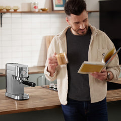 CASABREWS CM5418 Espresso Machine 20 Bar, Barista Espresso Maker with Steam Milk Frother, Stainless Steel Coffee Machine with 1L Removable Water Tank for Cappuccino, Latte, Silver