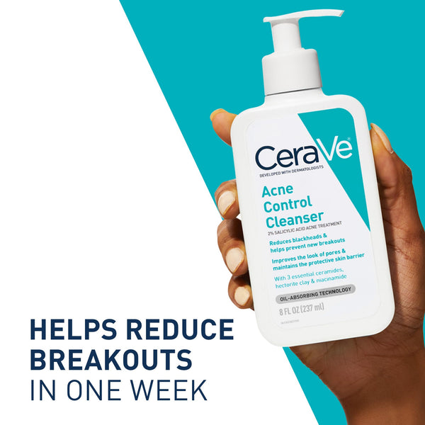 CeraVe Acne Control Cleanser, Face Wash with 2% Salicylic Acid, 16 oz