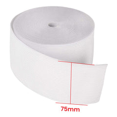 Trimming Shop 75mm (3 Inch) Wide Flat Elastic Band, Stretchable Waistband Tape Elastic Cord for Sewing Clothing, Garments, Dressmaking, DIY Craft Projects, White, 5 Metres