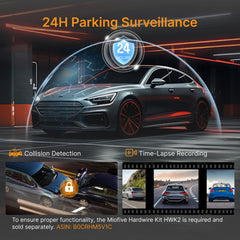 Miofive Mini S 4K HDR Dash Cam Front, Wi-Fi 6 Car Camera with GPS & Bluetooth, Super Night Vision, 24/7 Parking Mode, Loop Recording, Speed Camera Alerts(UK), Supports Up to 512GB.