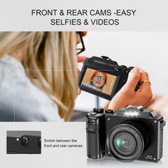 Digital Camera, 5K 64MP Cameras for Photography with WiFi, 64GB Card, Autofocus, Selfie 3" LCD Screen Compact Vlogging Camera for Youtube, Wide & Macro Lens for Beginners Adults Tenns