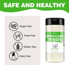 Sodium Alginate Powder - 114g Pure Sodium Alginate Food Grade Thickener Powder, Natural Gelling Agent for Desserts, Caviar Spheres Making, Ice Cream, Meatloaves, Vegan Stabilizer for Baking