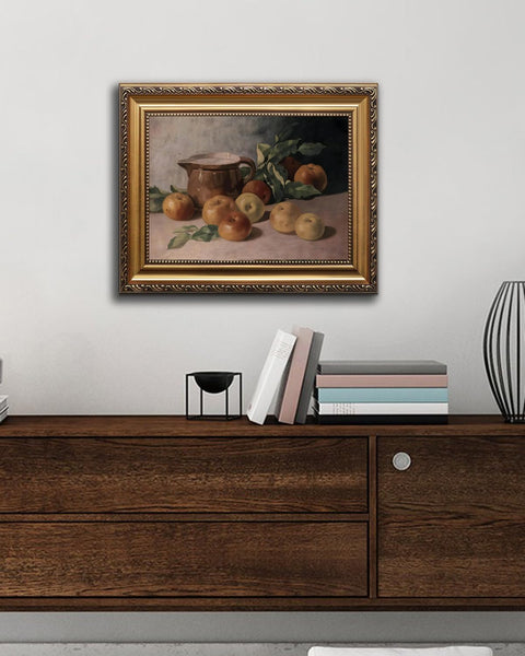 AGOLINE Vintage Gold Framed Wall Art for Kitchen,Apples Still Life,12x16 IN