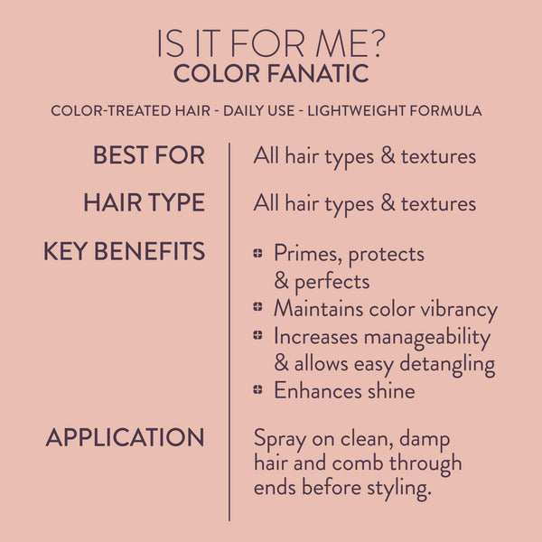 PUREOLOGY Color Fanatic Multi-Tasking Leave In Conditioner Spray, 21 Benefits for Colour-Treated Hair, Heat Protection & Detangler, Vegan & Sulphate Free Hair Treatment, 200ml