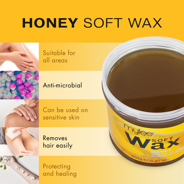 Mylee Honey Soft Creme Wax for Sensitive Skin 450g, Wax Heater Friendly, Ideal for All Body Area Stubborn Coarse Hair Removal (Copy)