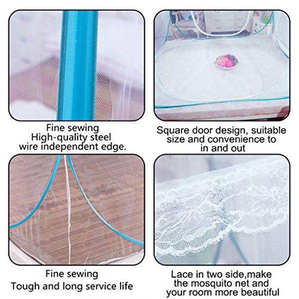 Mosquito Net Bed Canopy Camping Double Portable Travel Home Anti Mosquito Tent Foldable Pop Up Mosquito Net for King Bed Netting Free Standing Kids Adult Bottomed Sleep Bug Nets Outdoor(180*200*150cm)