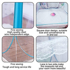 Mosquito Net Bed Canopy Camping Double Portable Travel Home Anti Mosquito Tent Foldable Pop Up Mosquito Net for King Bed Netting Free Standing Kids Adult Bottomed Sleep Bug Nets Outdoor(180*200*150cm)