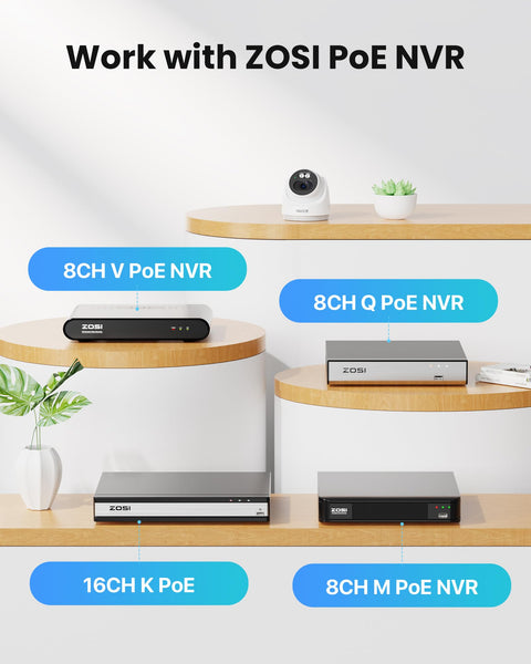 ZOSI 8CH 5MP PoE CCTV Camera System Outdoor Indoor, 2.5K 8 Channel H.265+ PoE NVR Built-in 2TB HDD, 4X 4MP Wired Home Security Cameras, AI Human Detection, 100ft IR Night Vision, Remote Access