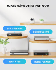 ZOSI 8CH 5MP PoE CCTV Camera System Outdoor Indoor, 2.5K 8 Channel H.265+ PoE NVR Built-in 2TB HDD, 4X 4MP Wired Home Security Cameras, AI Human Detection, 100ft IR Night Vision, Remote Access