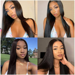 Human Hair Bundles 26 28 30 Inch #1B Natural Black Straight Doubles Weft Weave Unprocessed No Shedding Virgin Human Hair Extension 3 Bundles Total 150g For Women