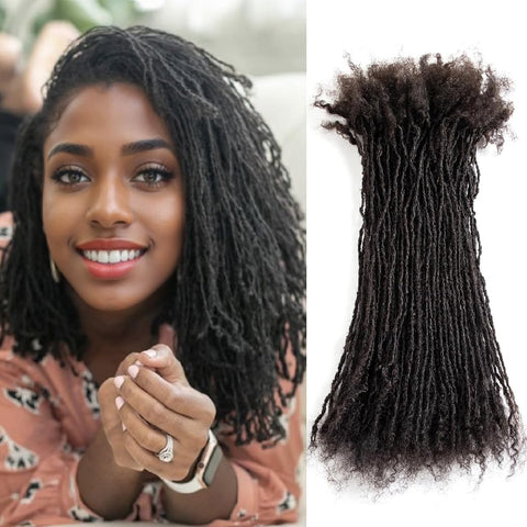 Originea Dreadlocs Extensions Human Hair 0.1cm Thickness Curly Tips Interlocked Sisters Locs 100% Real Human Hair Full Handmade Micro Locs with curly ends Dreadlock Extensions (10 Inch 100 Strands)
