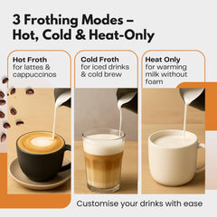 Straame Electric Milk Frother – Professional Automatic Foam Maker for Lattes, Cappuccinos & Hot Chocolates, Stainless Steel, Whisk & Froth in Seconds, Versatile Modes – Ideal for Home & Office Use