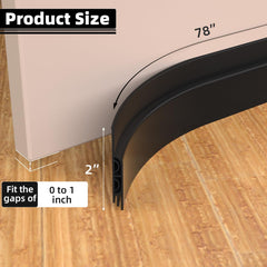 ESUFEIR 78"/2M Draft Excluder for Doors,Self Adhesive Draught Excluder for Bottom of Door,Silicone Draft Stopper Seal Strip for Soundproofing and Insulatuion,Black 78" L x2" W