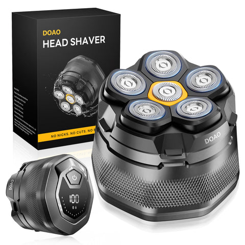 Head Shavers for Men, IPX7 Waterproof, 6D Magnetic Self-Sharpening Steel Blades, Smooth Shave in 3 Minutes, Wet & Dry, 180-Min Usage, Type-C Fast Charge, Easy Clean, LED Display, Gifts for Men